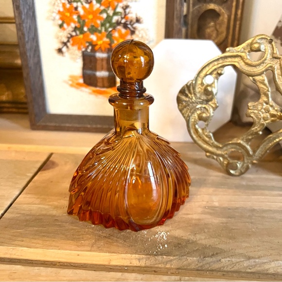 Other - Vintage Art Deco Dark Amber Glass Perfume Bottle With Stopper